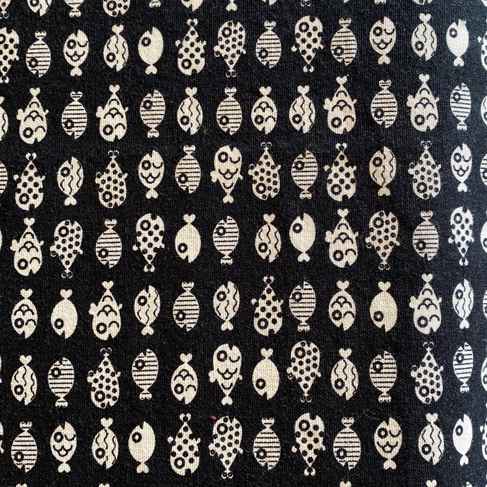 Cotton Fabric Black White Fish Design, 17 inches length, 44 inches width - Picture 2 of 4